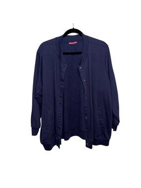 Woman Within Navy Blue Snap-Front Cardigan With Pockets Size 4X